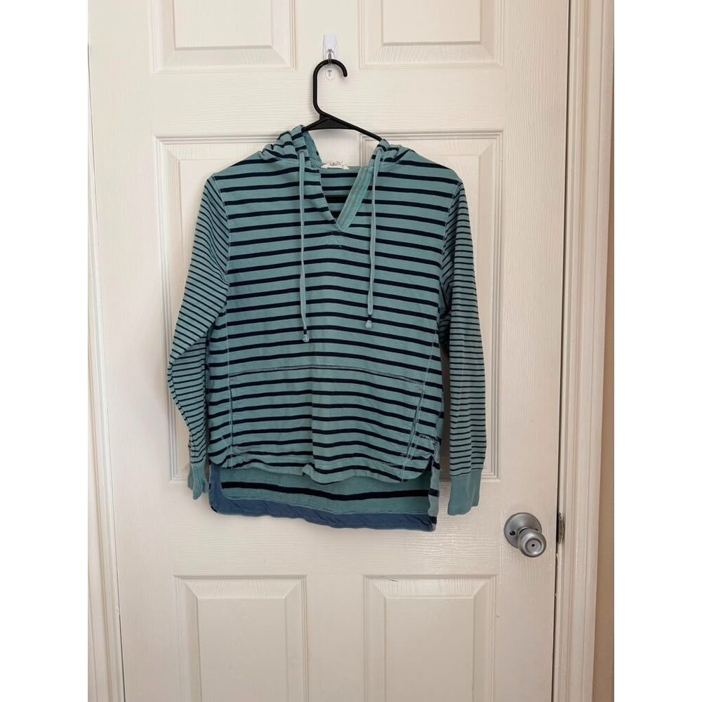 White Stuff Striped Hoodie UK 10 EU 38 Blue Cotton Pullover Casual Y2K